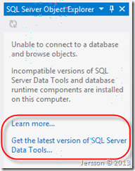 Get the latest version of SQL Server Data Tools...