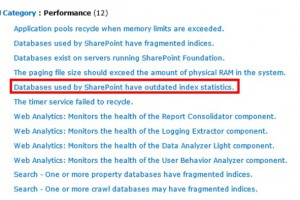 Databases used by SharePoint have outdated index statistics